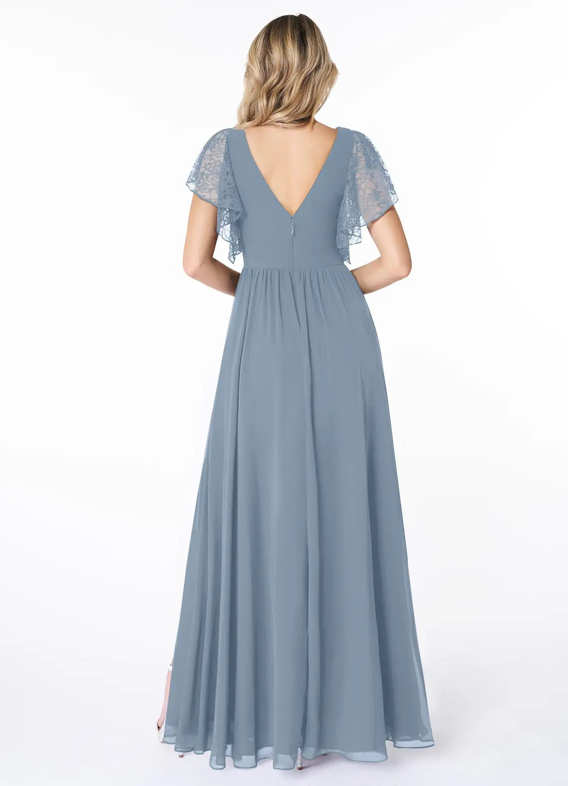A-Line V-Neck Lace Floor-Length Wedding Dress - Chloe Dress