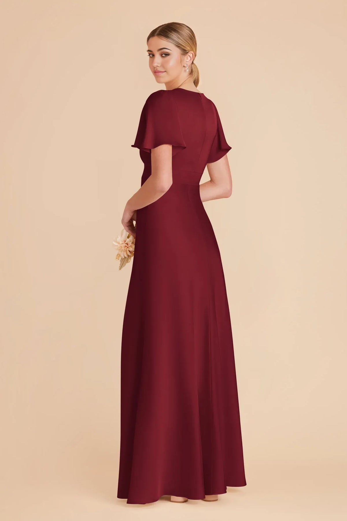 V-Neck Satin Floor-Length Wedding Dress - Chloe Dress
