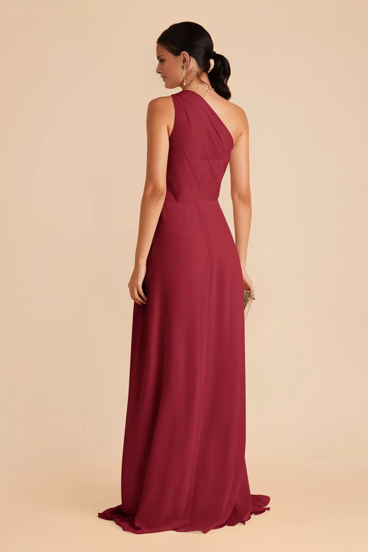 One-Shoulder Chiffon Sleeveless Floor-Length Wedding Dress - Chloe Dress