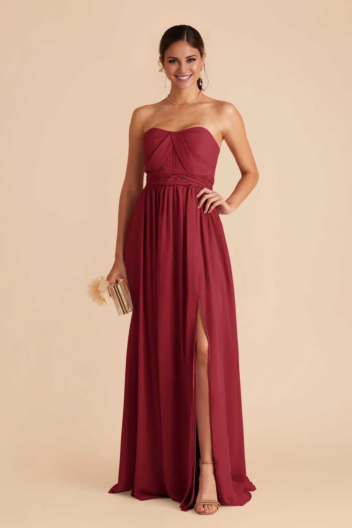 Strapless Chiffon Floor-Length Wedding Dress - Chloe Dress