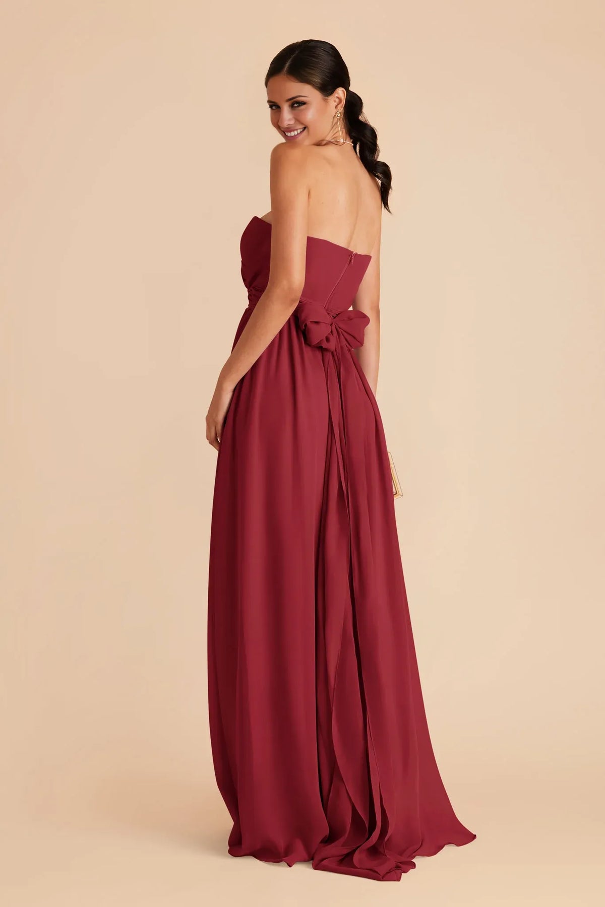 Strapless Chiffon Floor-Length Wedding Dress - Chloe Dress