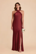 Halter Satin Sleeveless Open Back Floor-Length Wedding Dress - Chloe Dress