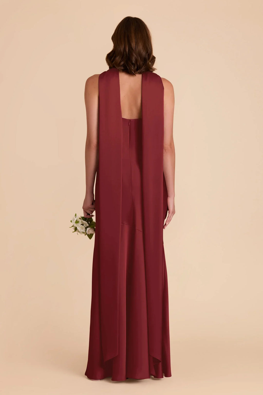 Halter Satin Sleeveless Open Back Floor-Length Wedding Dress - Chloe Dress