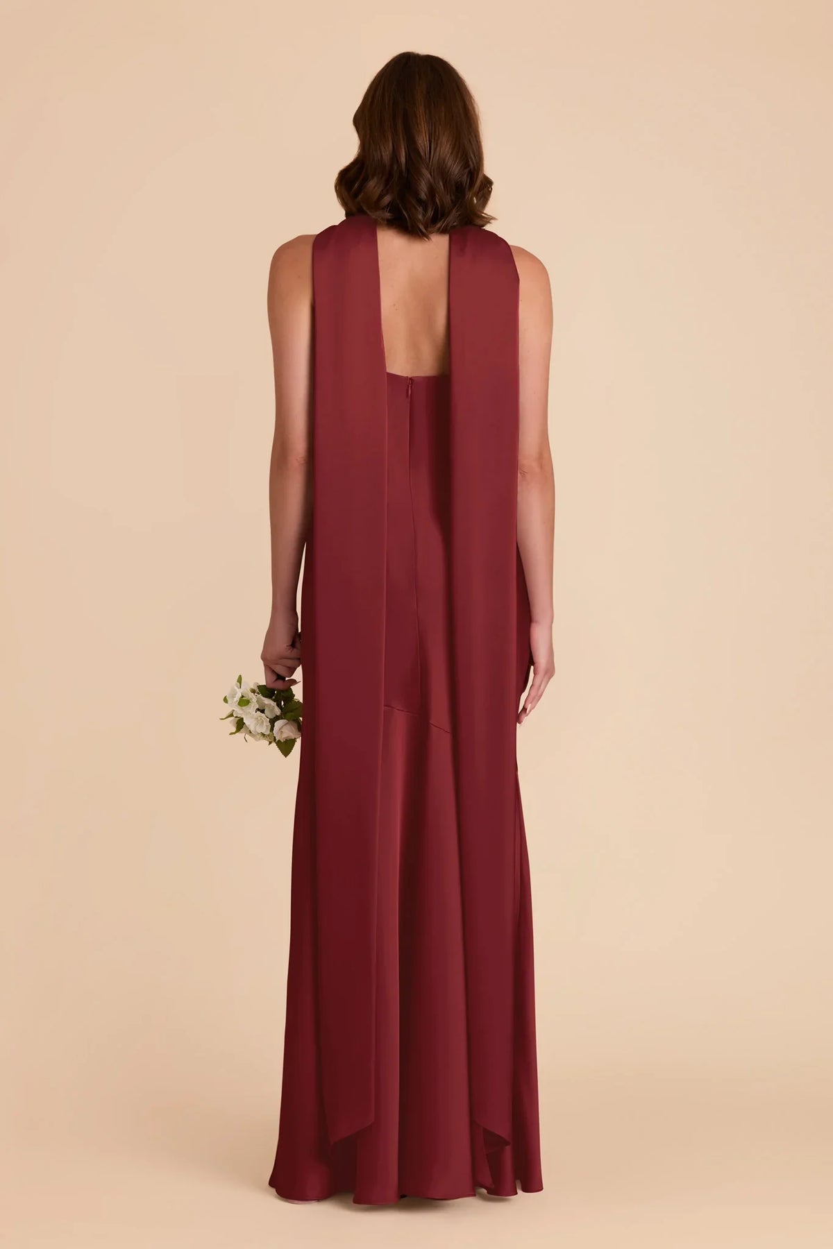 Halter Satin Sleeveless Open Back Floor-Length Wedding Dress - Chloe Dress