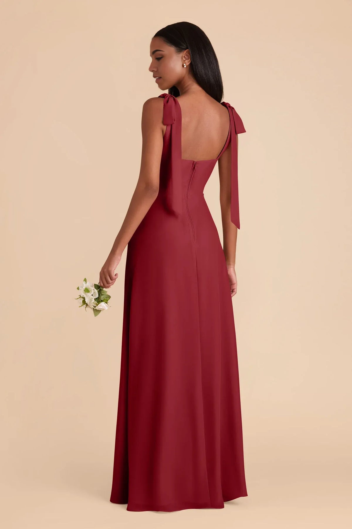 Square Neck Satin Open Back Floor-Length Wedding Dress - Chloe Dress