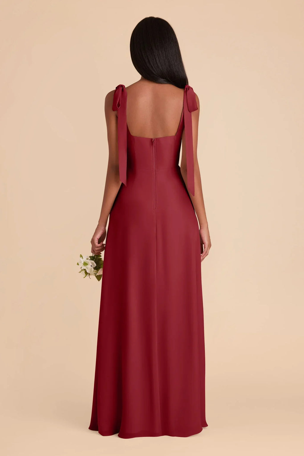 Square Neck Satin Open Back Floor-Length Wedding Dress - Chloe Dress