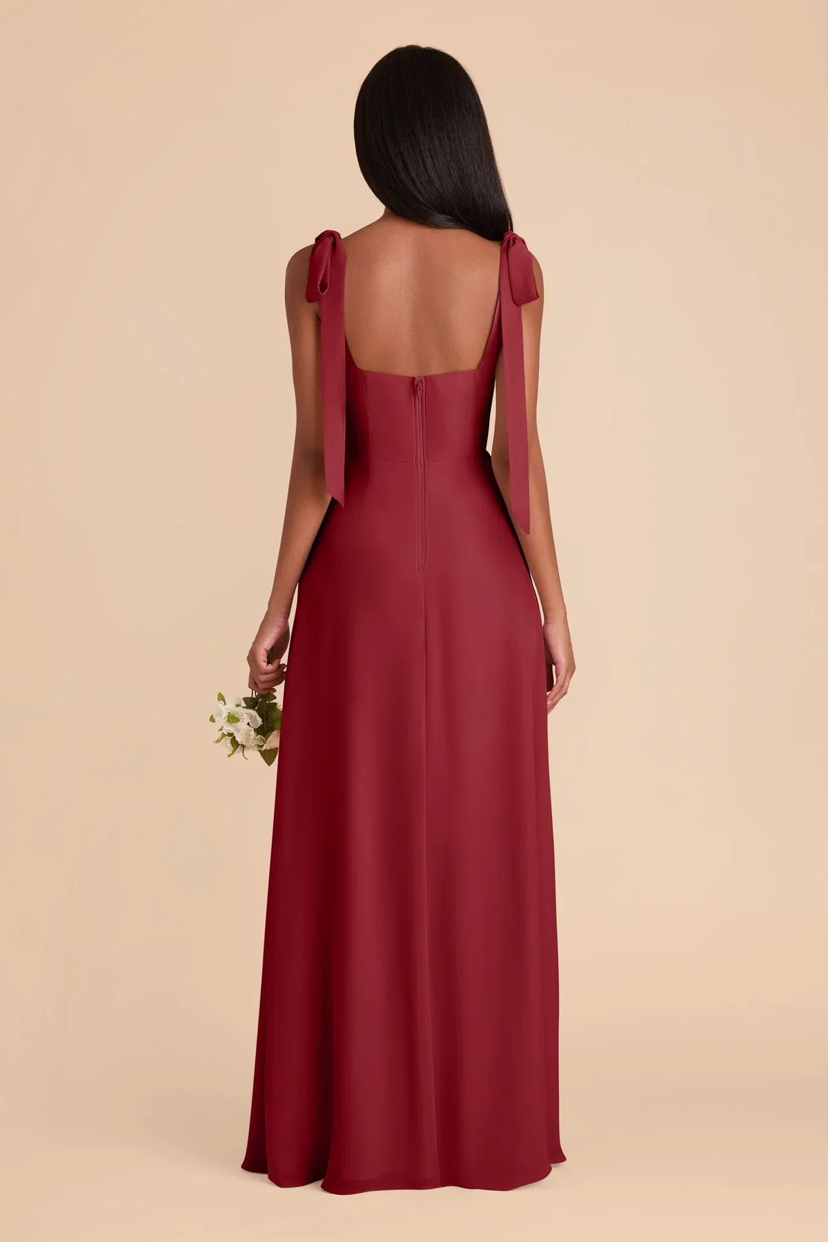Square Neck Satin Open Back Floor-Length Wedding Dress - Chloe Dress