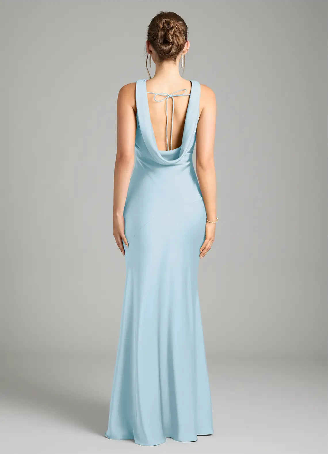 Mermaid Cowl Neck Satin Sleeveless Floor-Length Wedding Dress - Chloe Dress