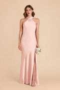 Mermaid Halter Satin Sleeveless Cutout Floor-Length Wedding Dress - Chloe Dress