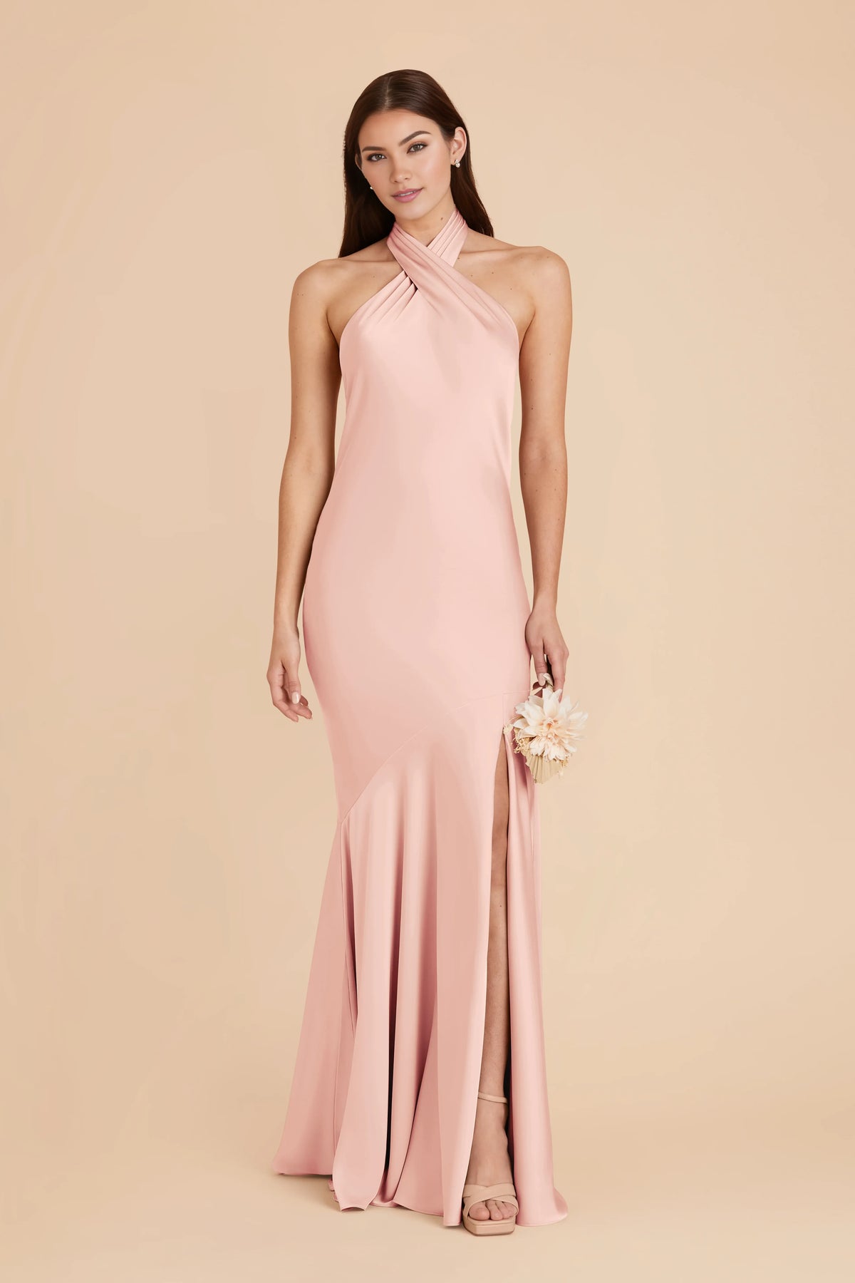 Mermaid Halter Satin Sleeveless Open Back Floor-Length Wedding Dress - Chloe Dress