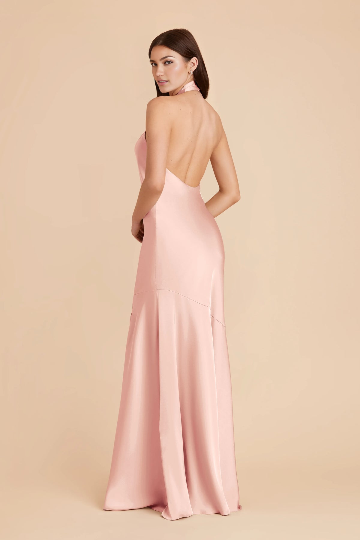 Mermaid Halter Satin Sleeveless Open Back Floor-Length Wedding Dress - Chloe Dress