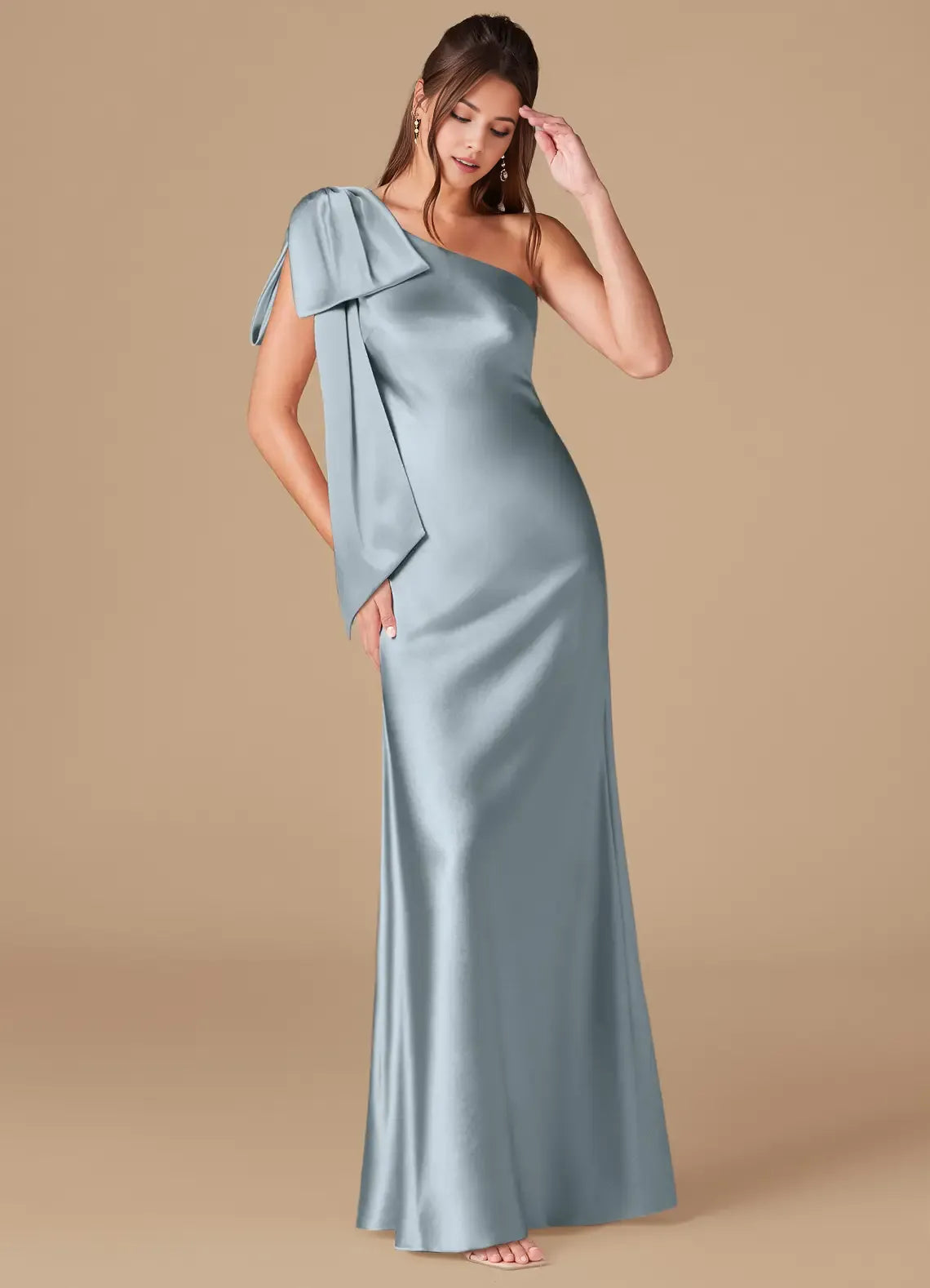 Mermaid One-Shoulder Satin Floor-Length Wedding Dress - Chloe Dress