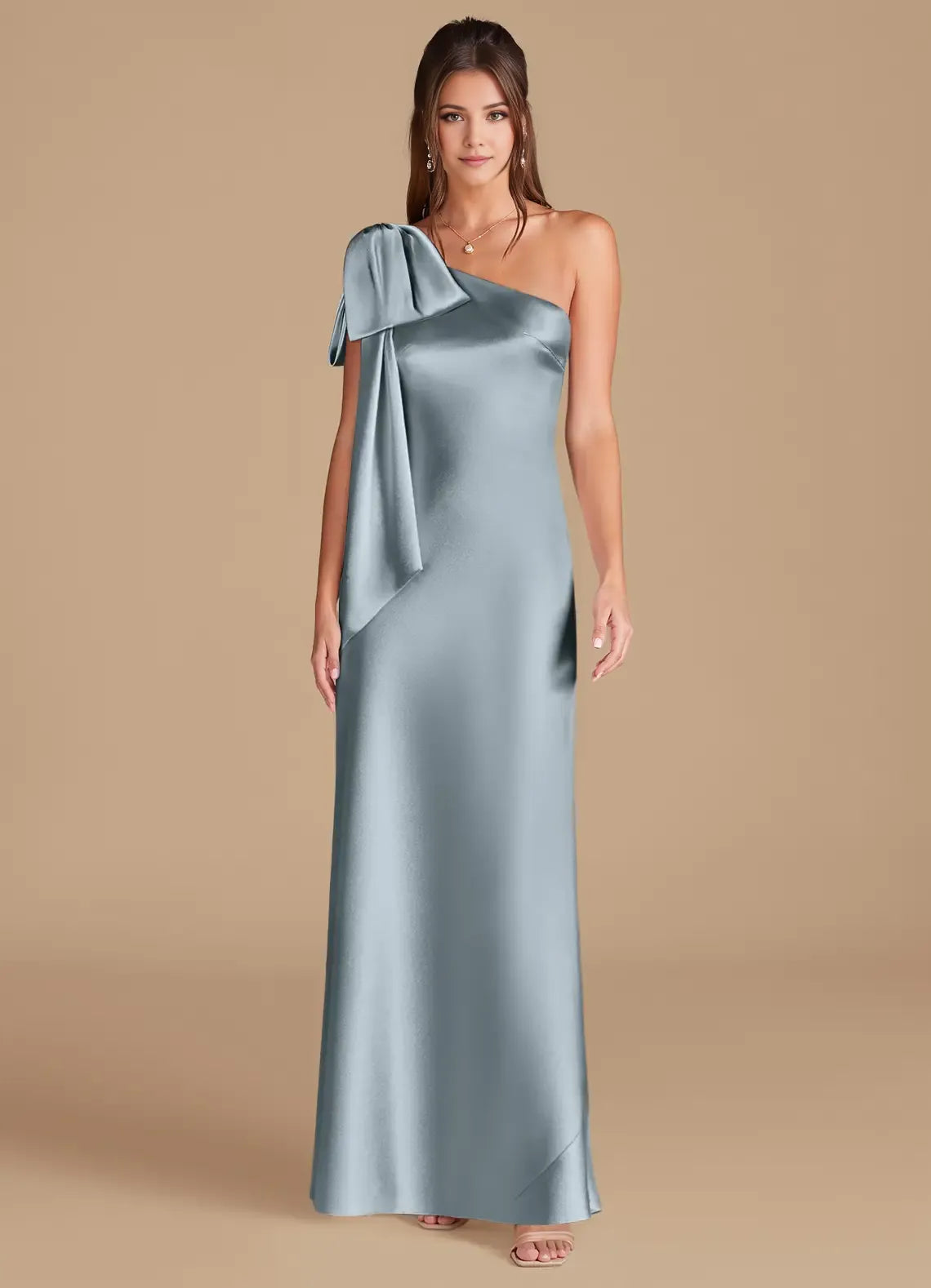 Mermaid One-Shoulder Satin Floor-Length Wedding Dress - Chloe Dress