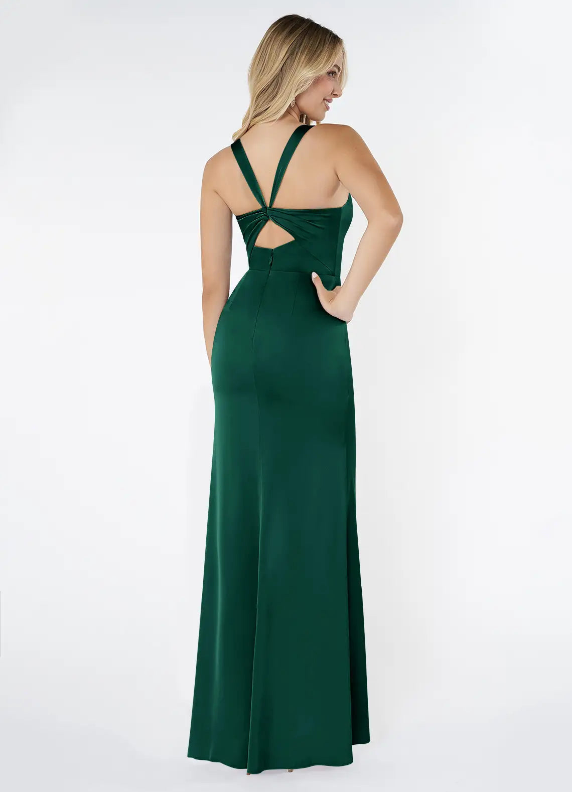 Mermaid Square Neck Satin Sleeveless Cutout Floor-Length Wedding Dress - Chloe Dress