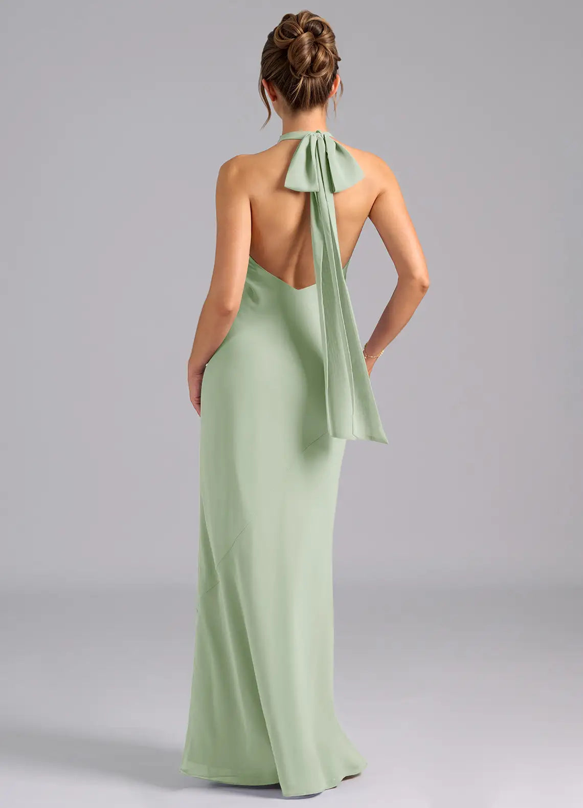 Sheath Halter Chiffon Sleeveless Floor-Length Wedding Dress - Chloe Dress