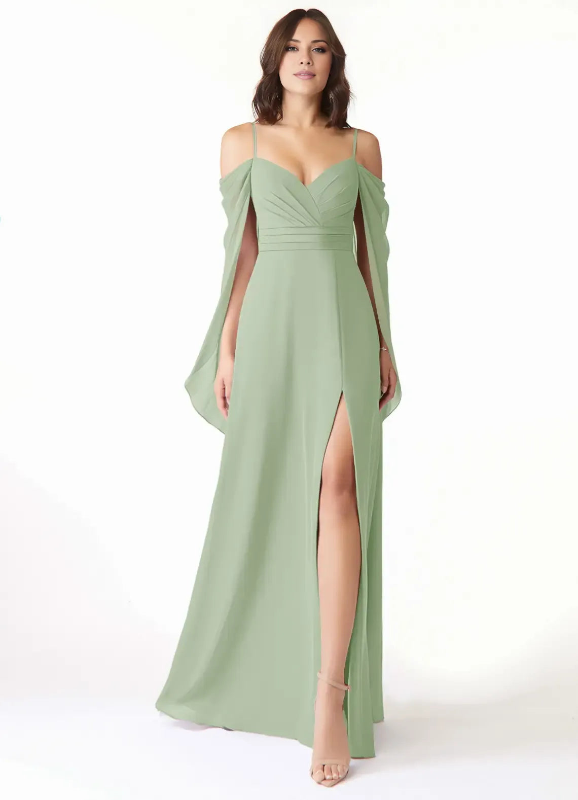 Sheath Cold Shoulder Floor-Length Wedding Dress - Chloe Dress