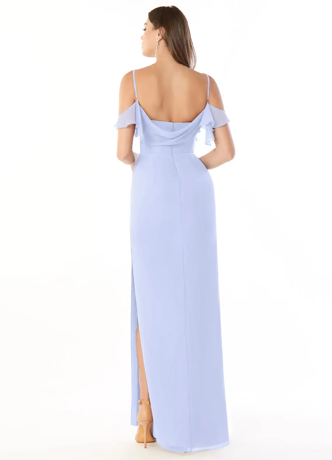 Sheath Cold Shoulder Open Back Ruffled Floor-Length Wedding Dress - Chloe Dress