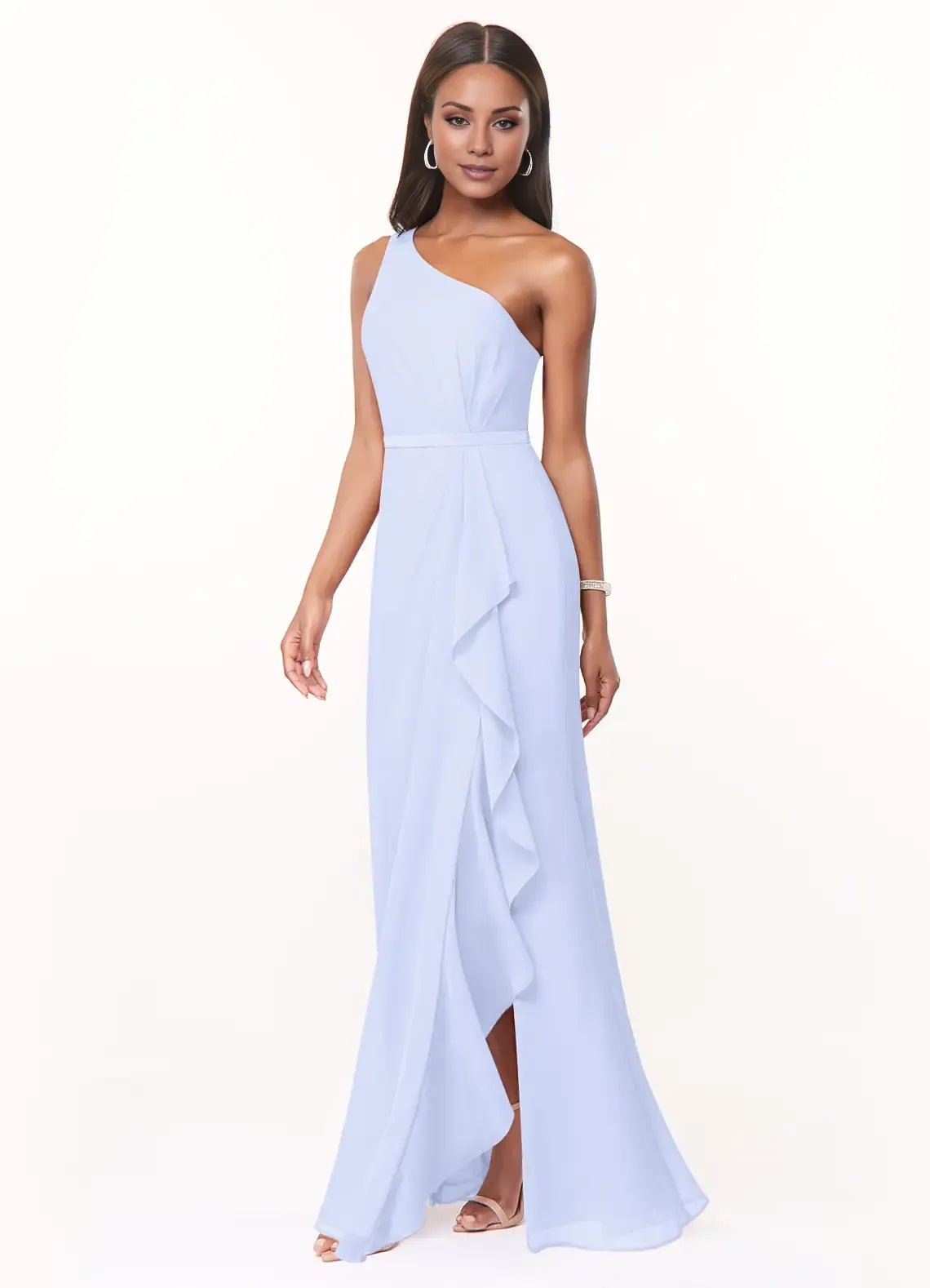 Sheath One-Shoulder Sleeveless Floor-Length Wedding Dress - Chloe Dress