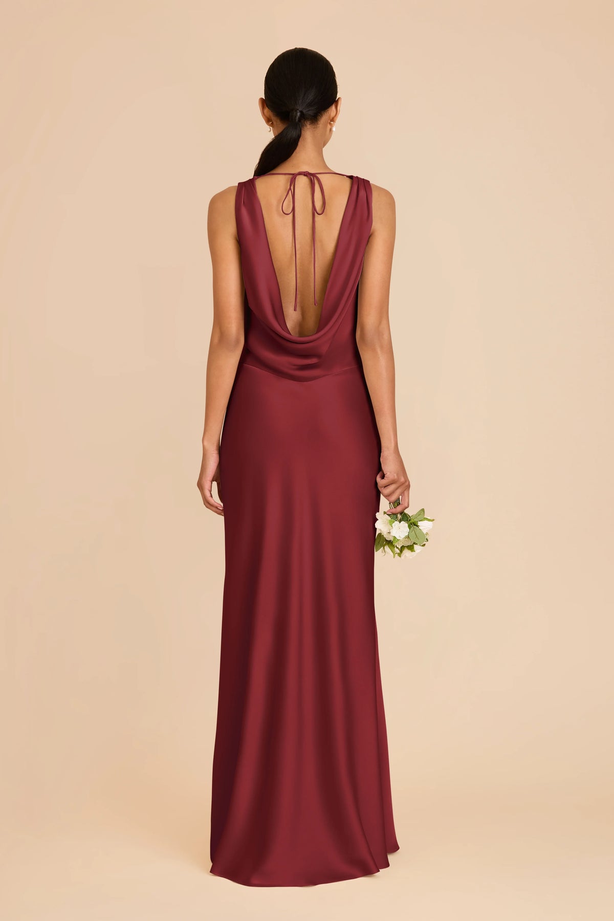 Sheath Cowl Neck Satin Sleeveless Floor-Length Wedding Dress - Chloe Dress
