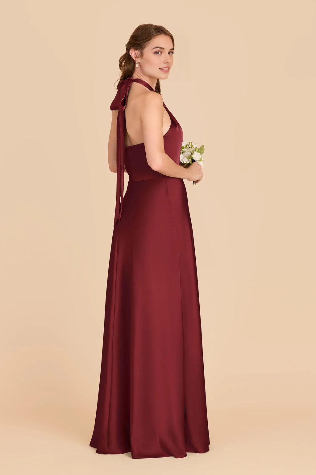 Sheath Halter Satin Sleeveless Floor-Length Wedding Dress - Chloe Dress