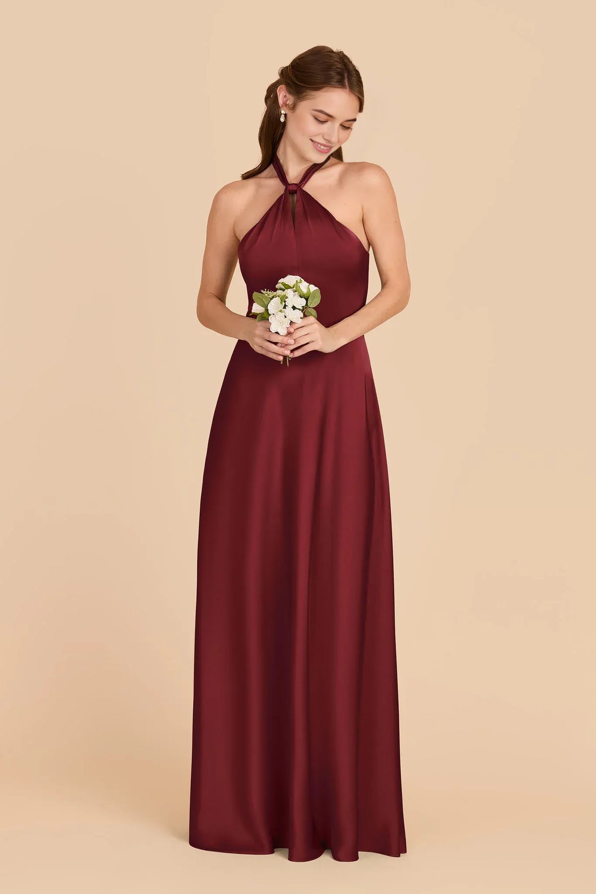 Sheath Halter Satin Sleeveless Floor-Length Wedding Dress - Chloe Dress