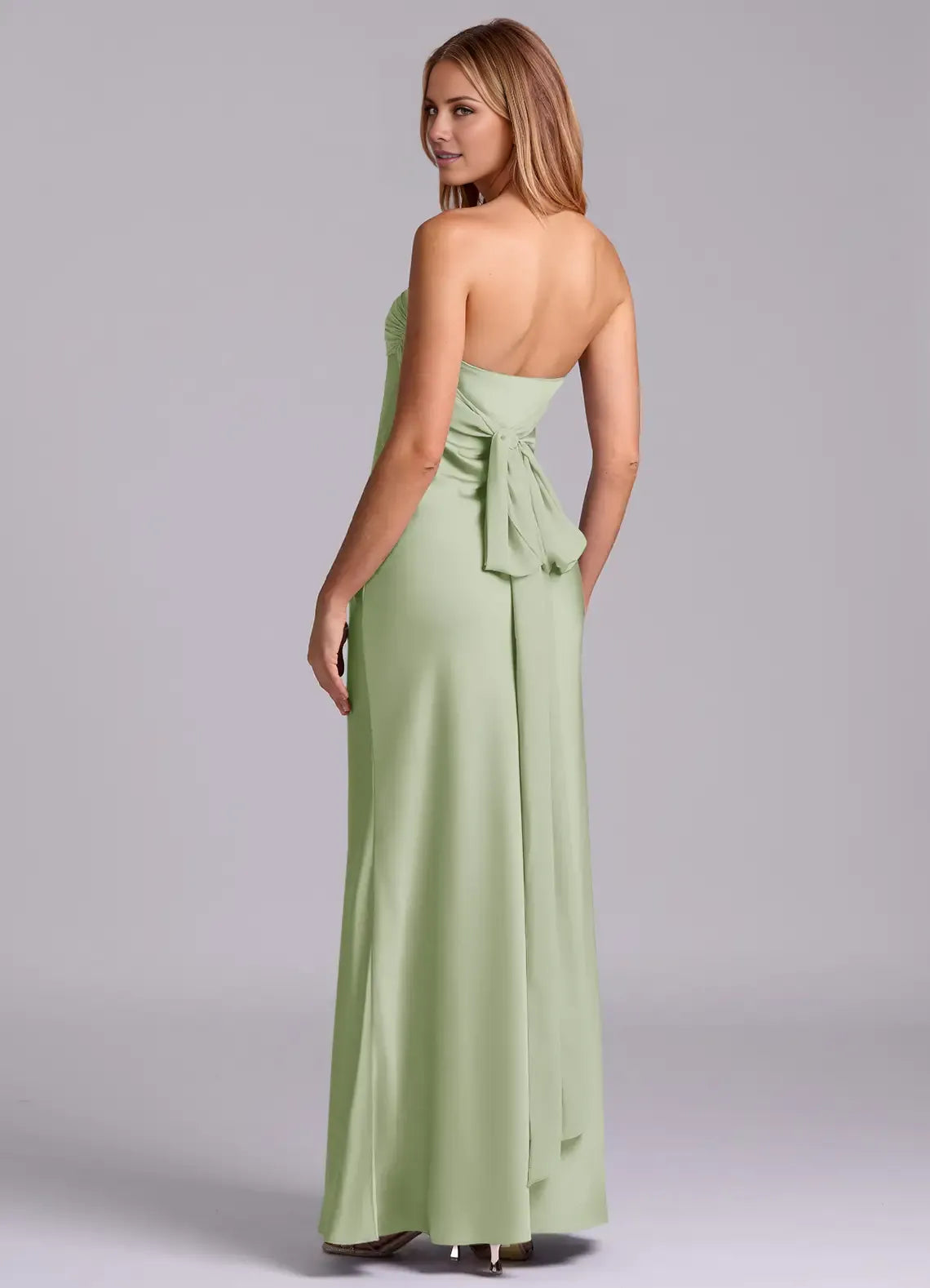 Sheath Strapless Satin Sleeveless Floor-Length Wedding Dress - Chloe Dress