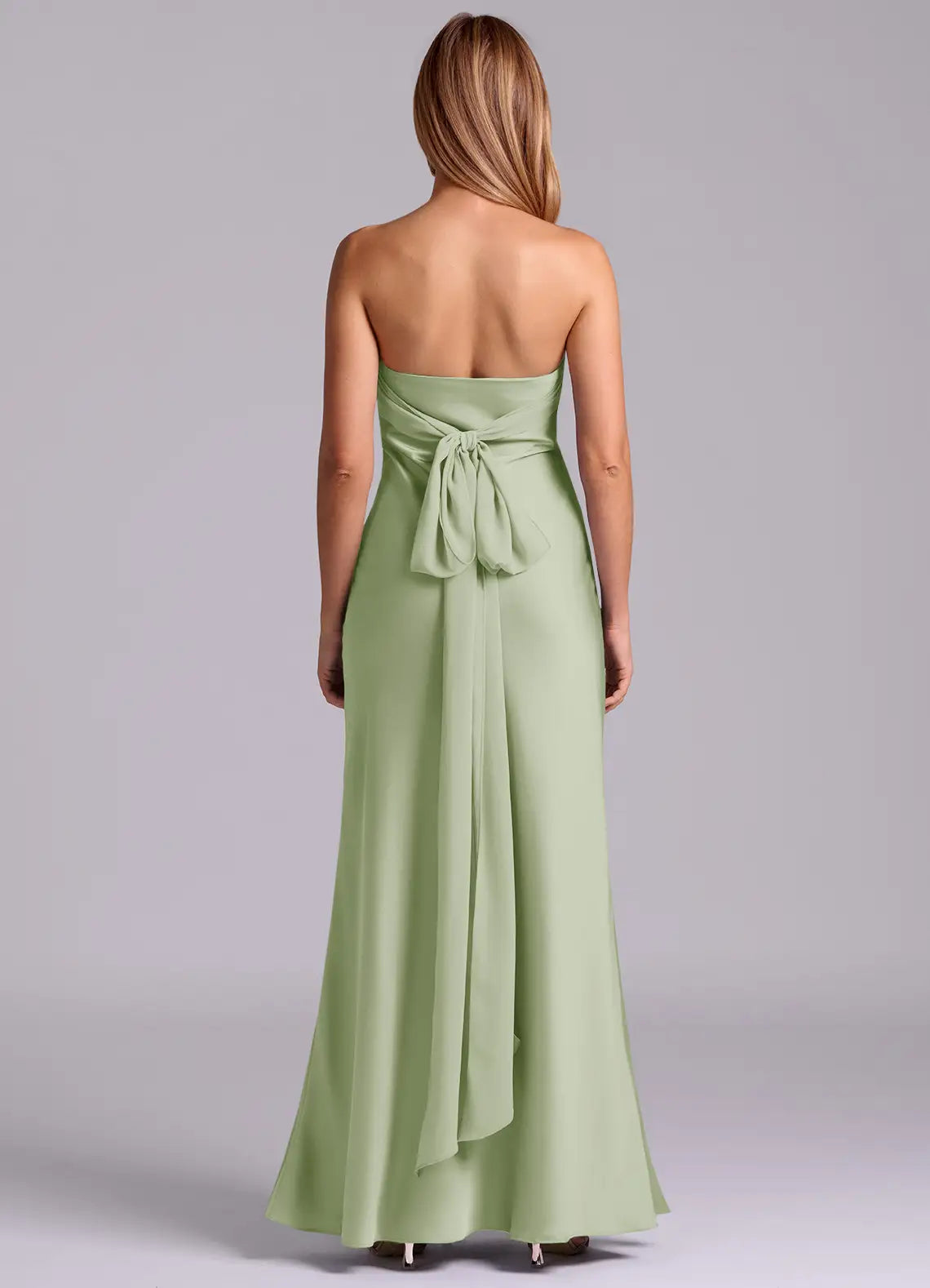 Sheath Strapless Satin Sleeveless Floor-Length Wedding Dress - Chloe Dress