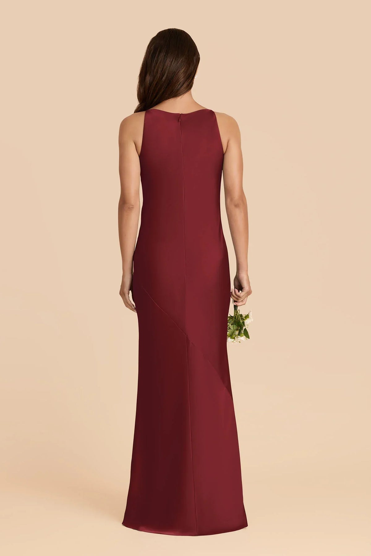 Sheath V-Neck Satin Sleeveless Zipper Back Floor-Length Wedding Dress - Chloe Dress