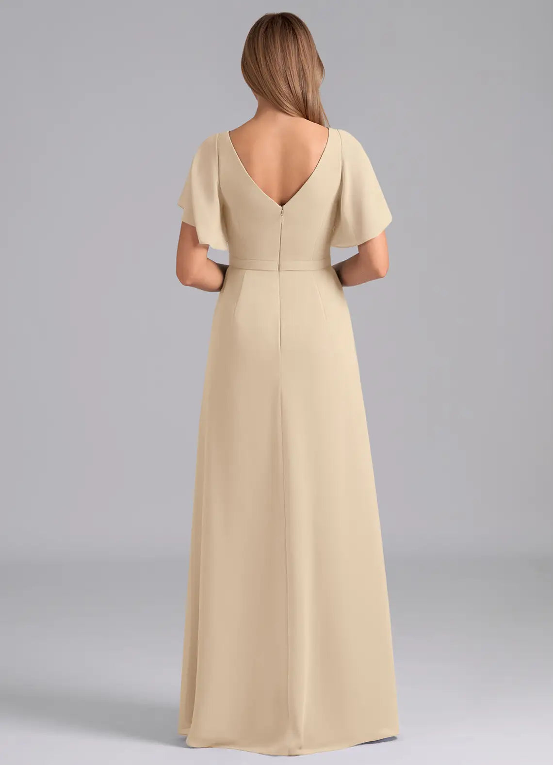 Sheath V-Neck Floor-Length Wedding Dress - Chloe Dress