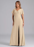 Sheath V-Neck Floor-Length Wedding Dress - Chloe Dress