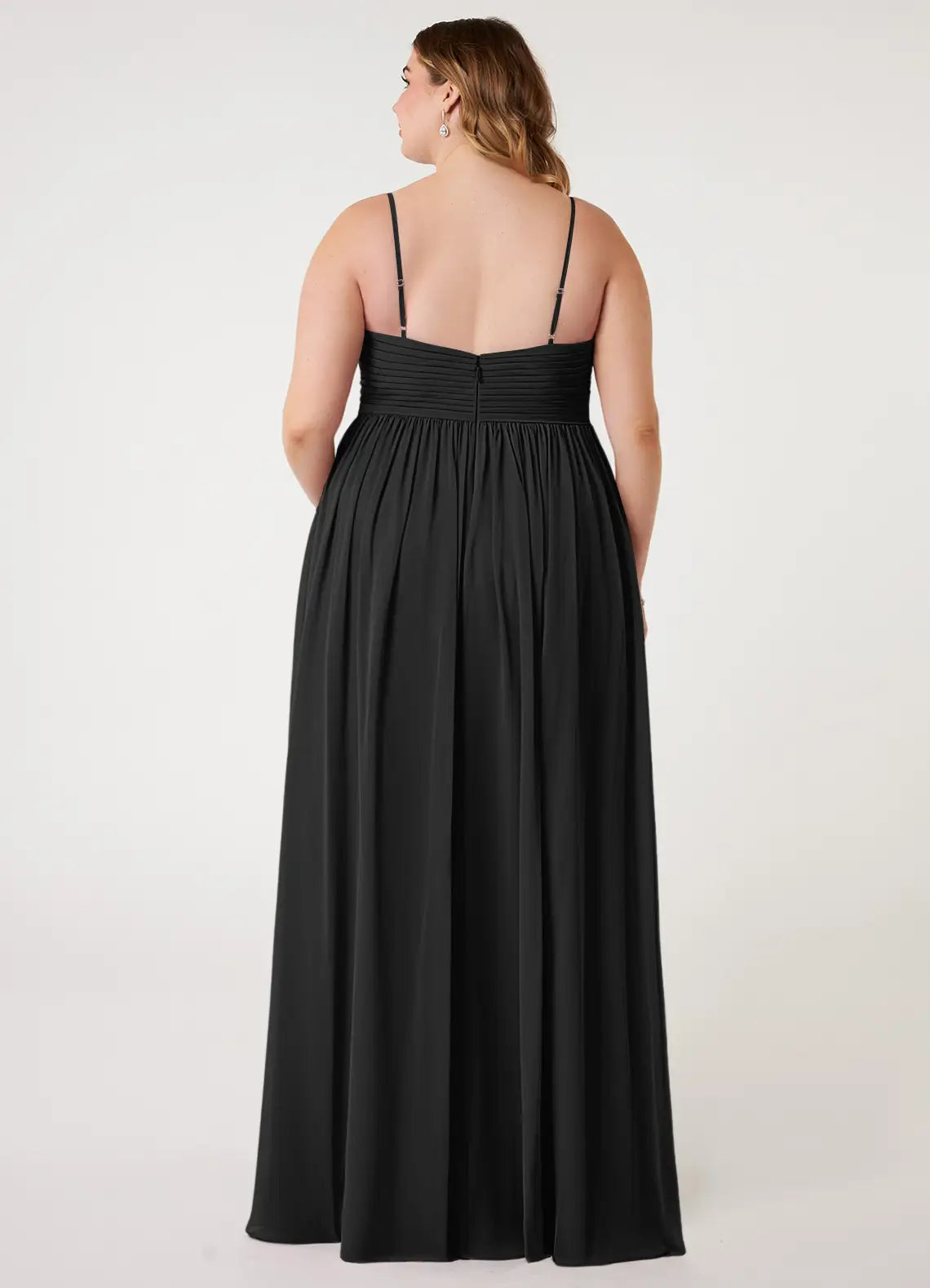 Empire Waist V-Neck Chiffon Open Back High Slit Floor-Length Wedding Dress - Chloe Dress