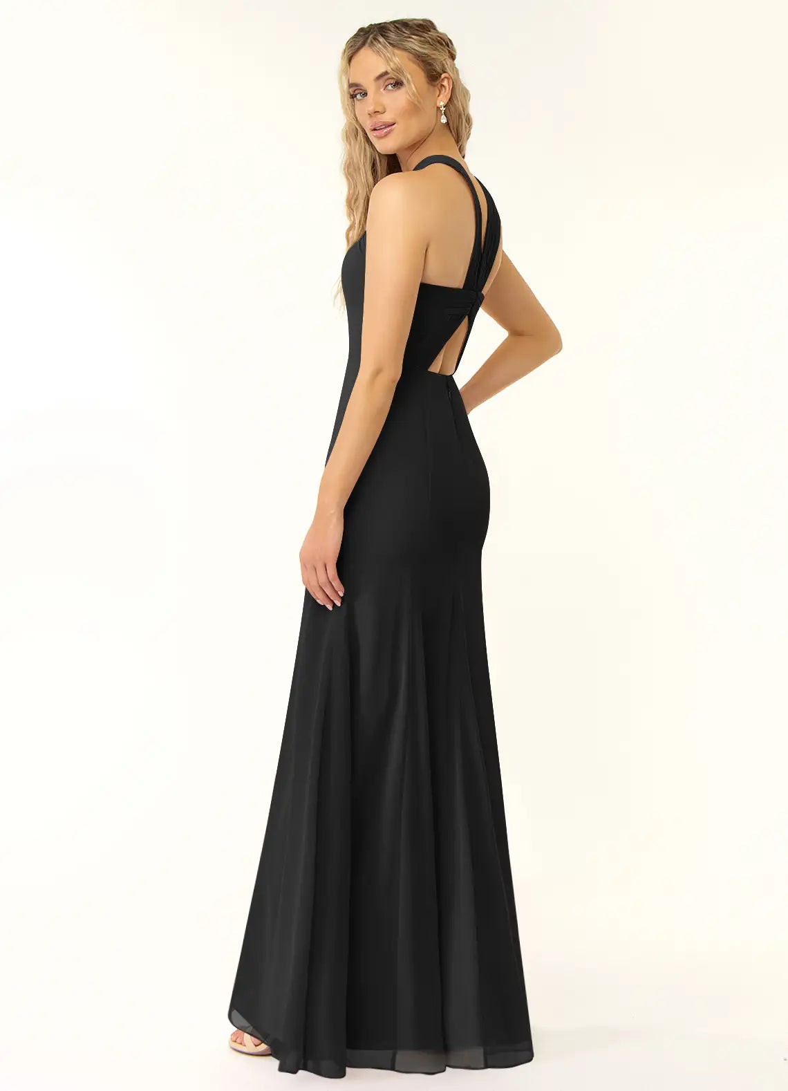 Halter Sleeveless High Slit Floor-Length Wedding Dress - Chloe Dress