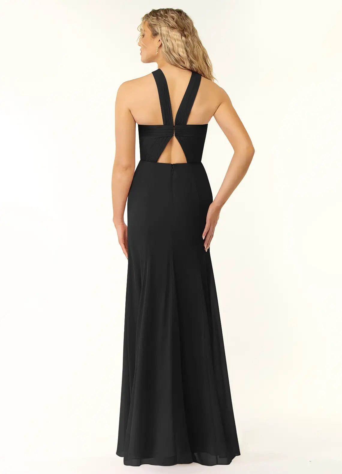 Halter Sleeveless High Slit Floor-Length Wedding Dress - Chloe Dress