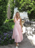 A-Line V-Neck Sleeveless Button Back Midi Evening Dress - Chloe Dress
