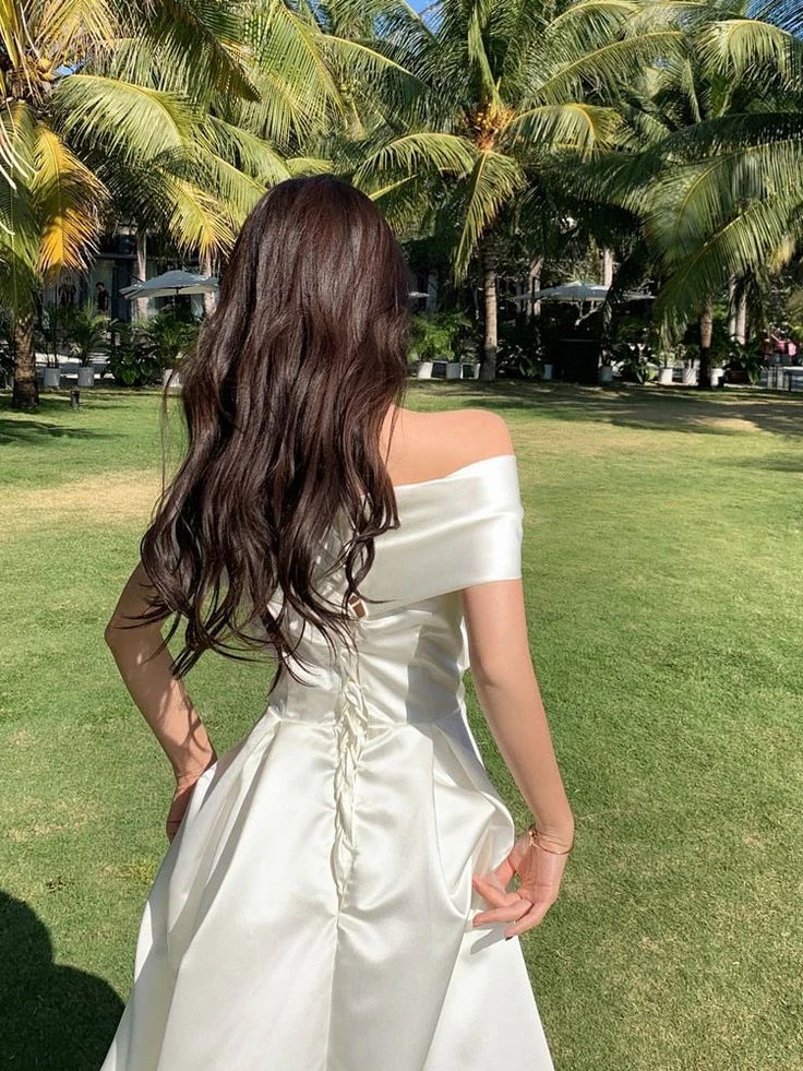 A-Line Off-Shoulder Satin Lace-Up Back Midi Evening Dress - Chloe Dress
