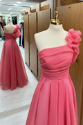 A-Line One-Shoulder Ruffled Floor-Length Evening Dress - Chloe Dress