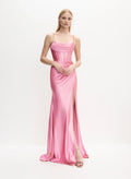 A-Line Sweetheart Satin Sleeveless High Slit Floor-Length Evening Dress - Chloe Dress