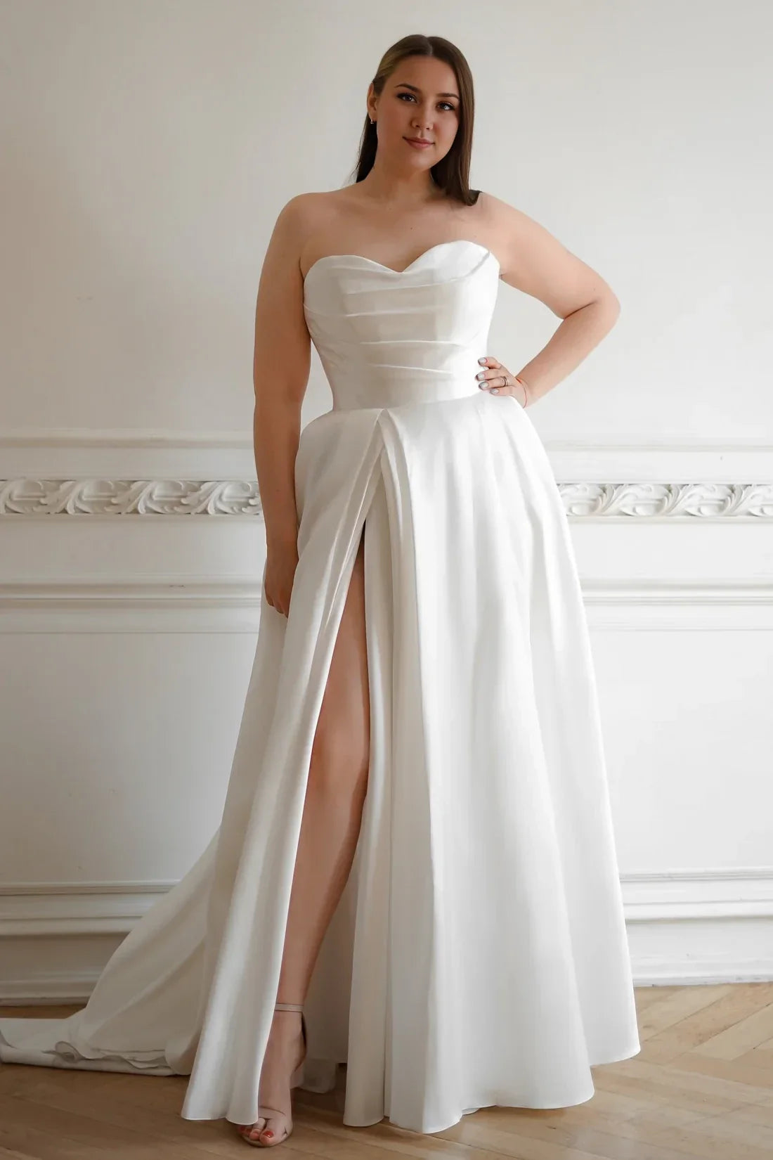 A-Line Sweetheart High Slit Floor-Length Wedding Dress - Chloe Dress