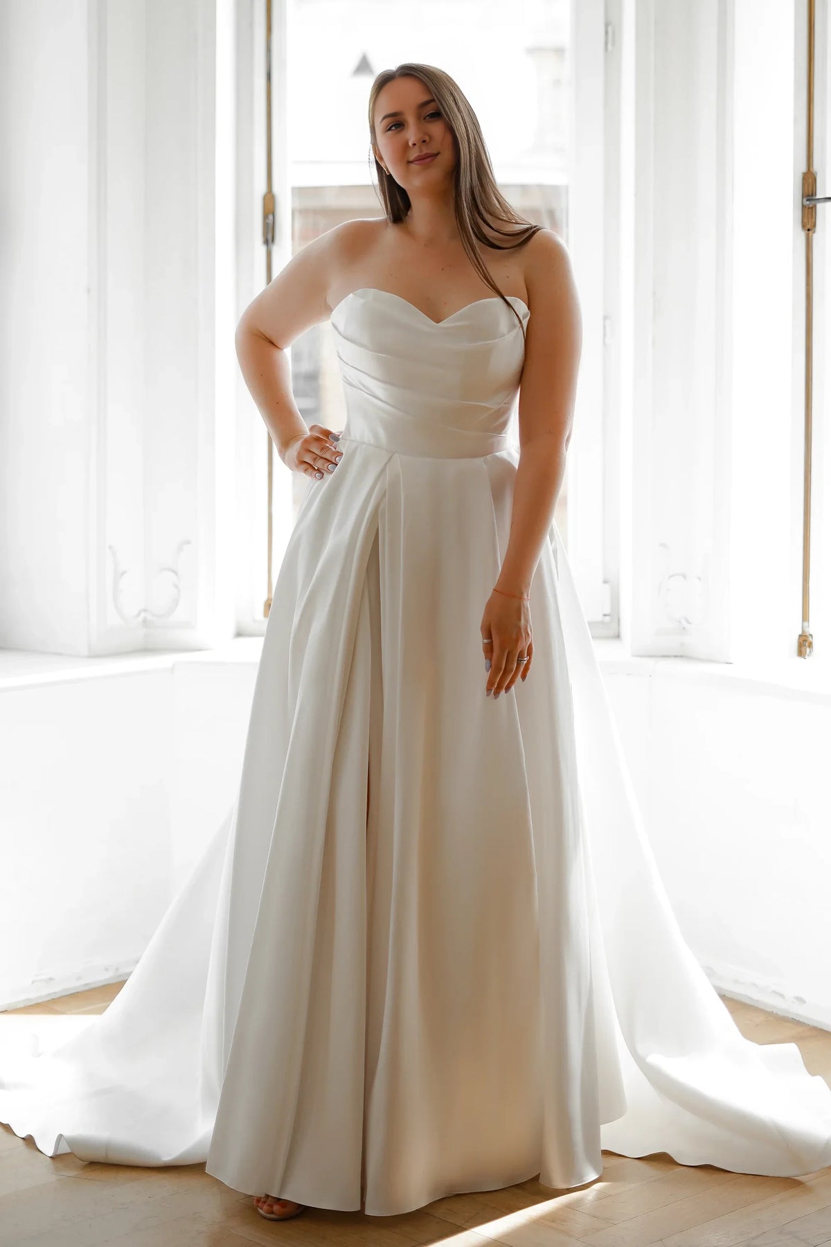 A-Line Sweetheart High Slit Floor-Length Wedding Dress - Chloe Dress