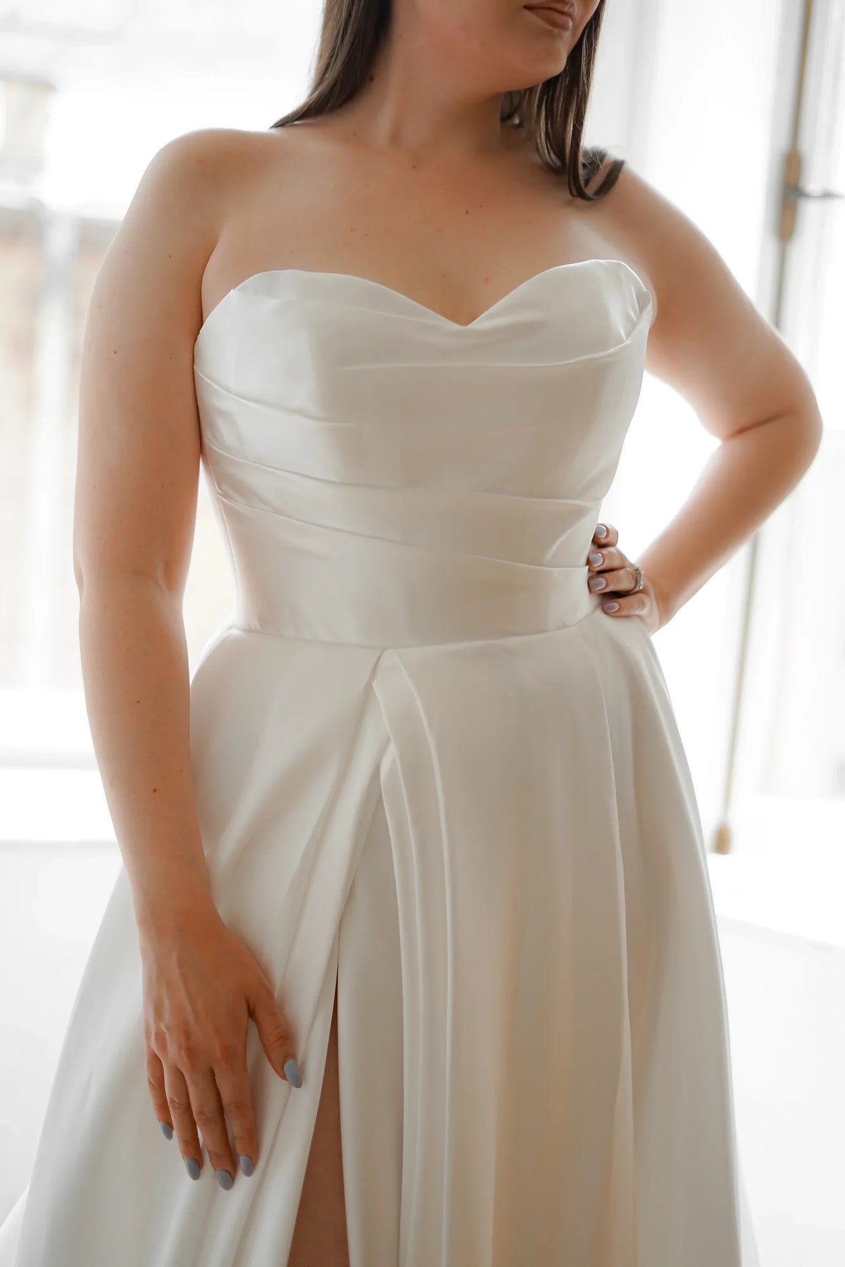 A-Line Sweetheart High Slit Floor-Length Wedding Dress - Chloe Dress