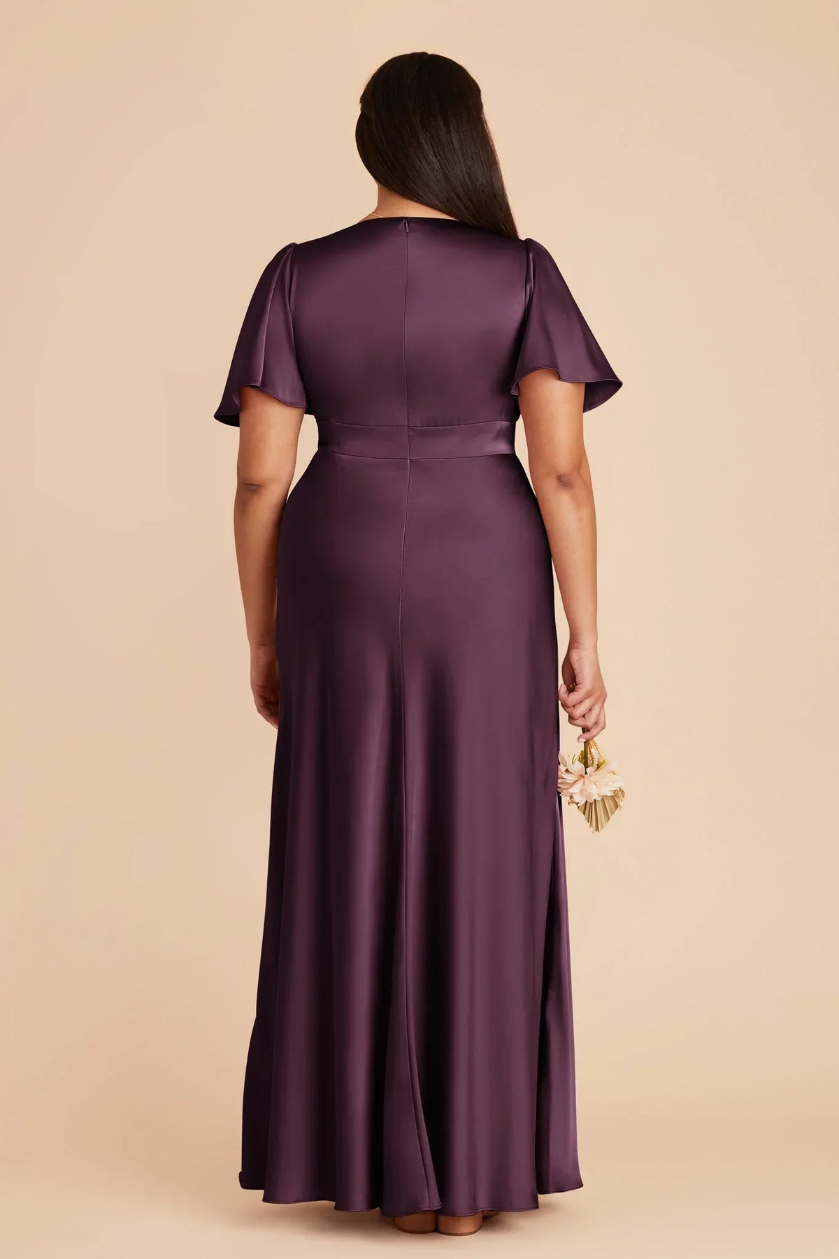 A-Line V-Neck Satin High Slit Floor-Length Wedding Dress - Chloe Dress