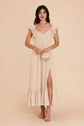 A-Line V-Neck Chiffon Sleeveless Pleated Floor-Length Wedding Dress - Chloe Dress