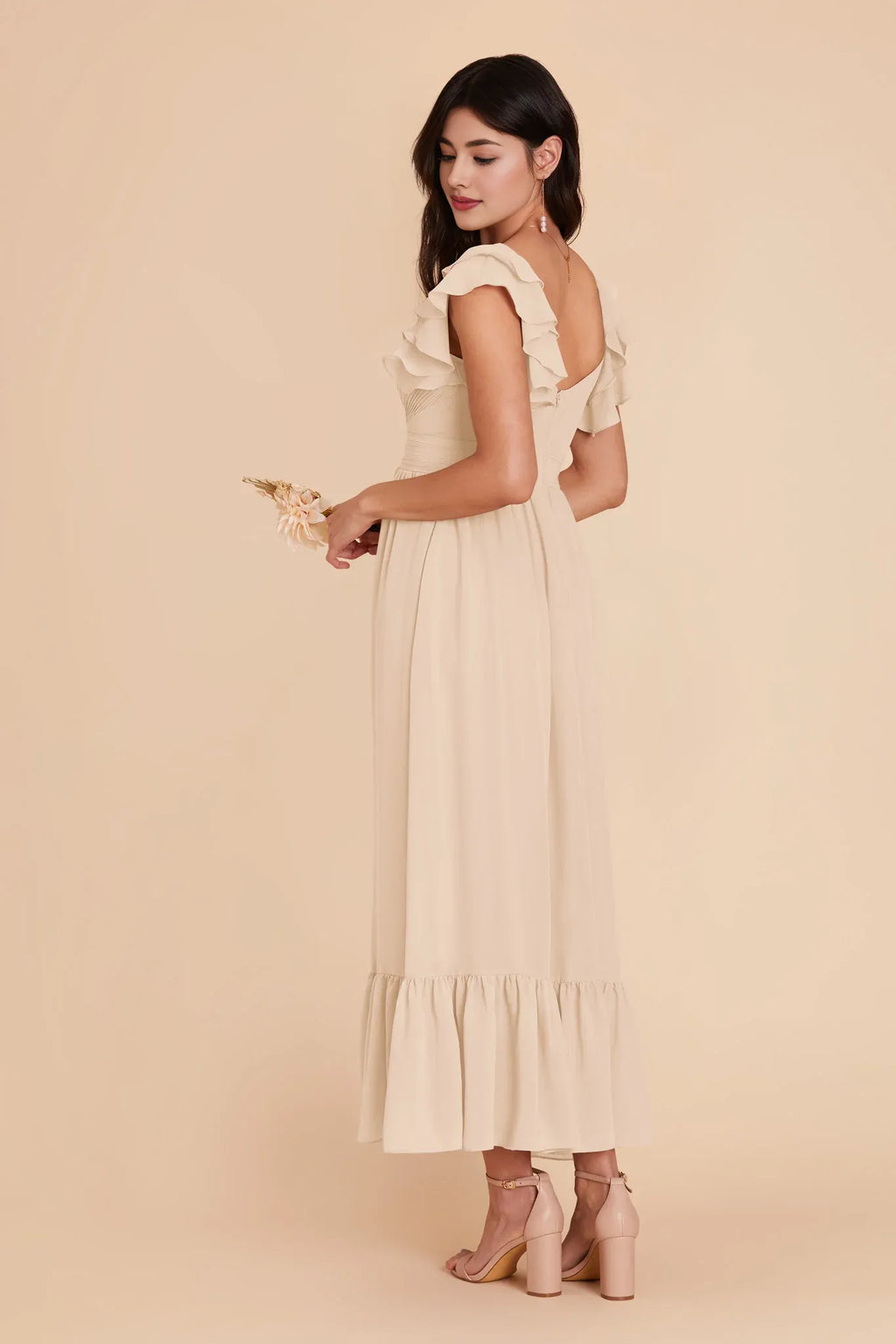 A-Line V-Neck Chiffon Sleeveless Pleated Floor-Length Wedding Dress - Chloe Dress