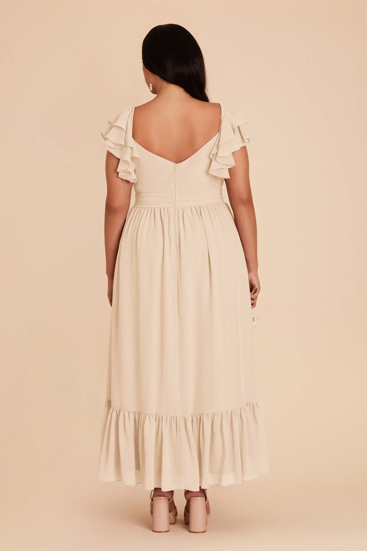A-Line V-Neck Chiffon Sleeveless Pleated Floor-Length Wedding Dress - Chloe Dress
