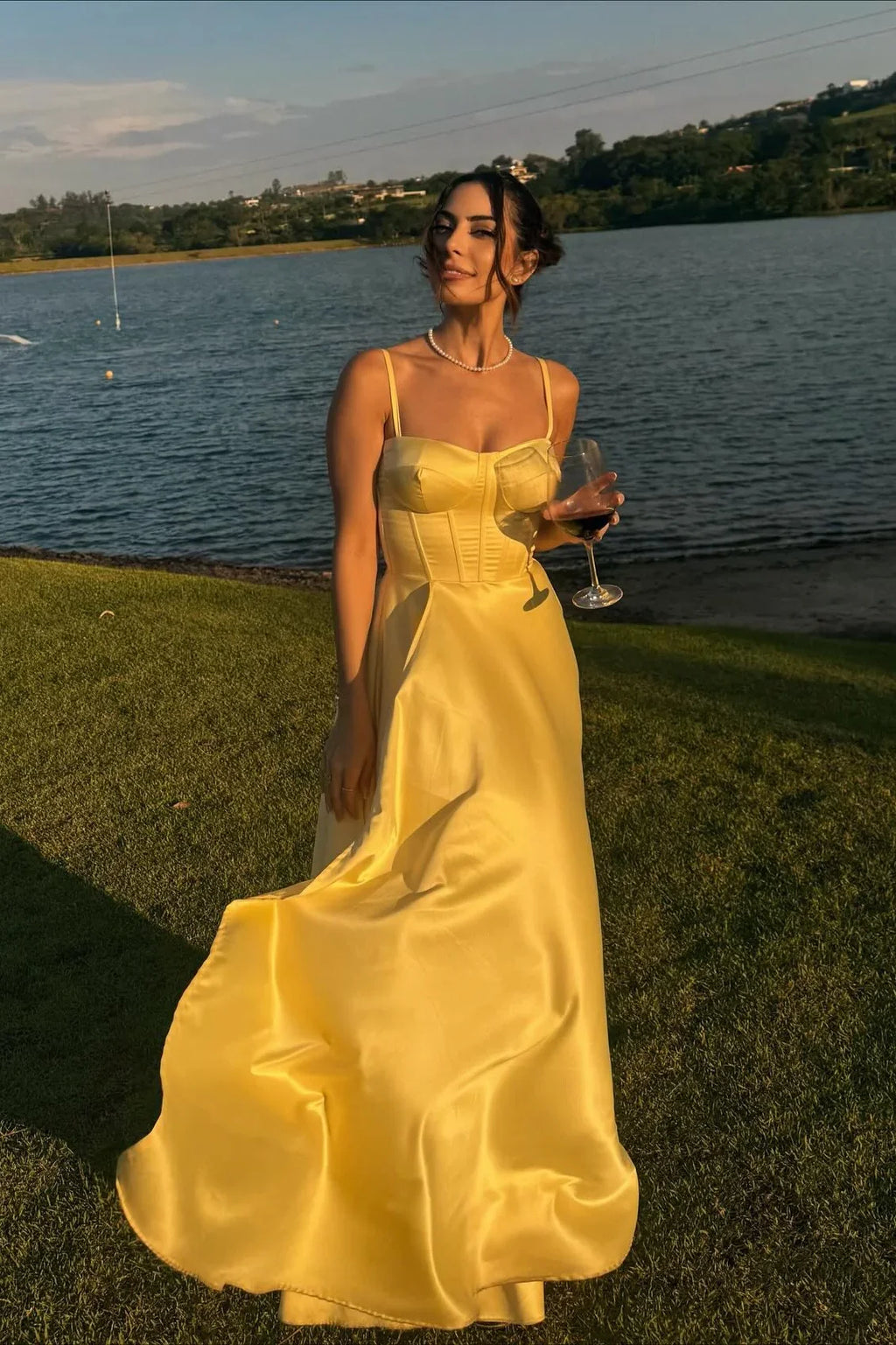 A-Line Sweetheart Satin Floor-Length Evening Dress - Chloe Dress