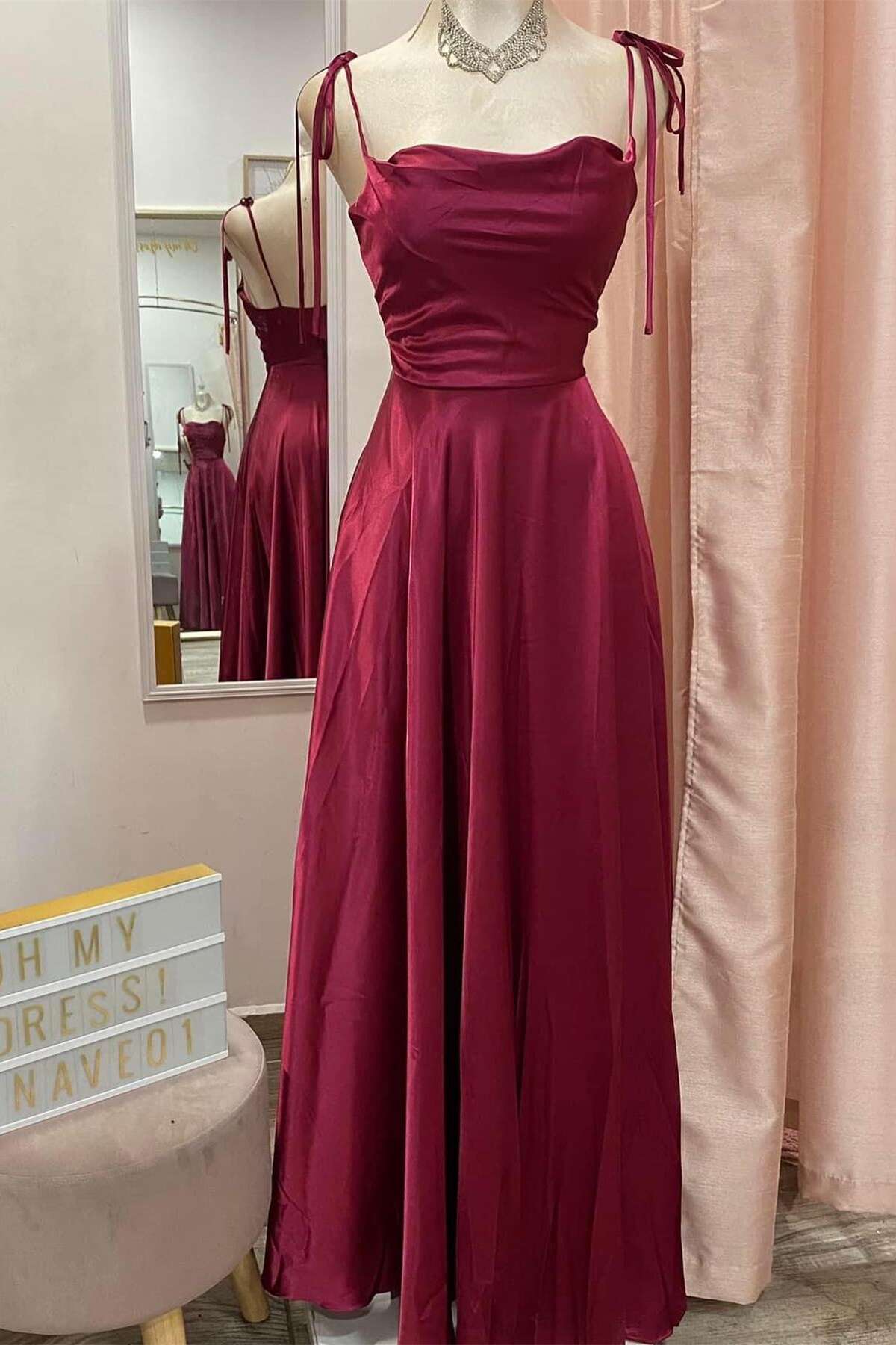 A-Line Spaghetti Strap Floor-Length Evening Dress - Chloe Dress