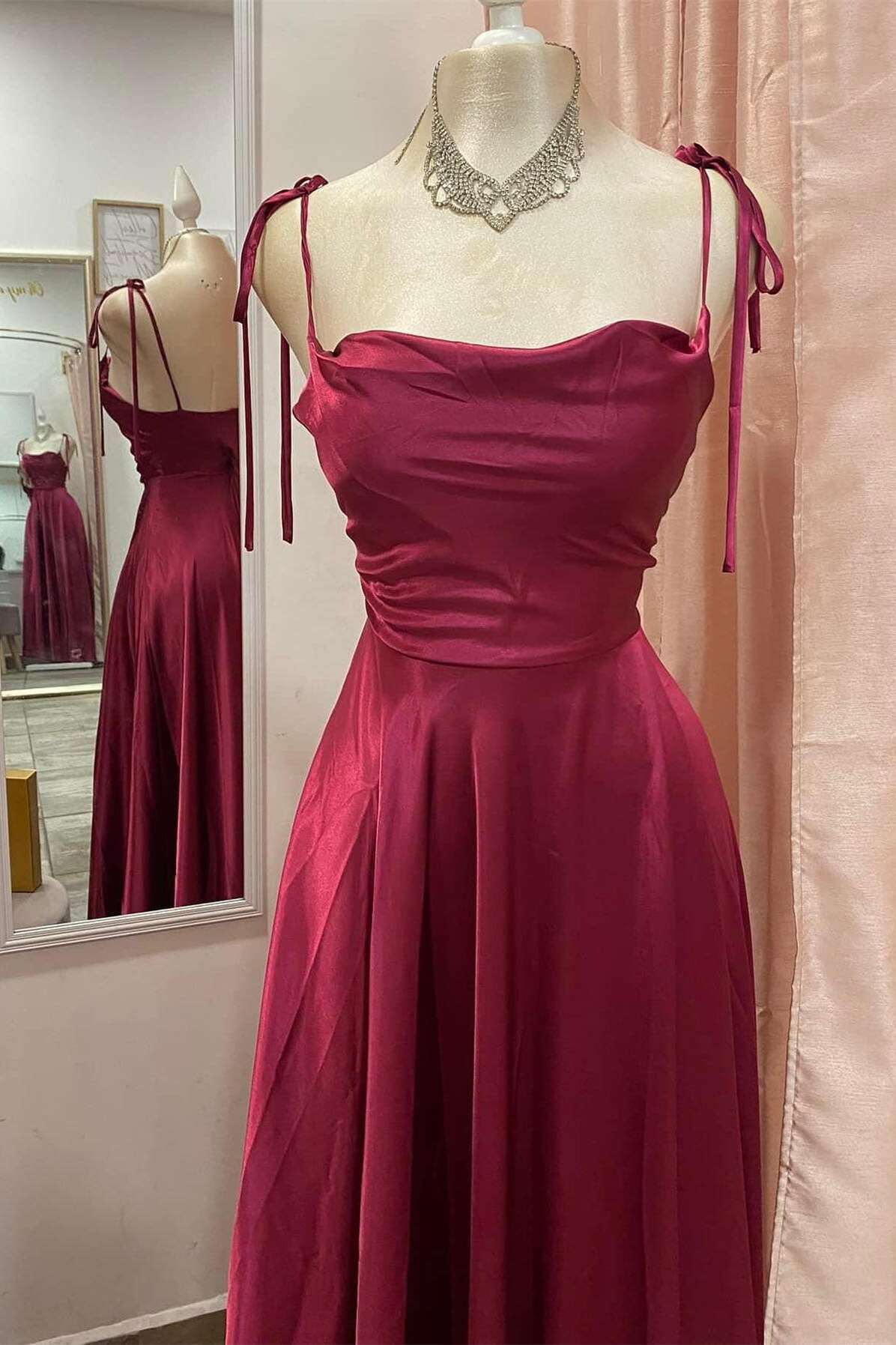 A-Line Spaghetti Strap Floor-Length Evening Dress - Chloe Dress