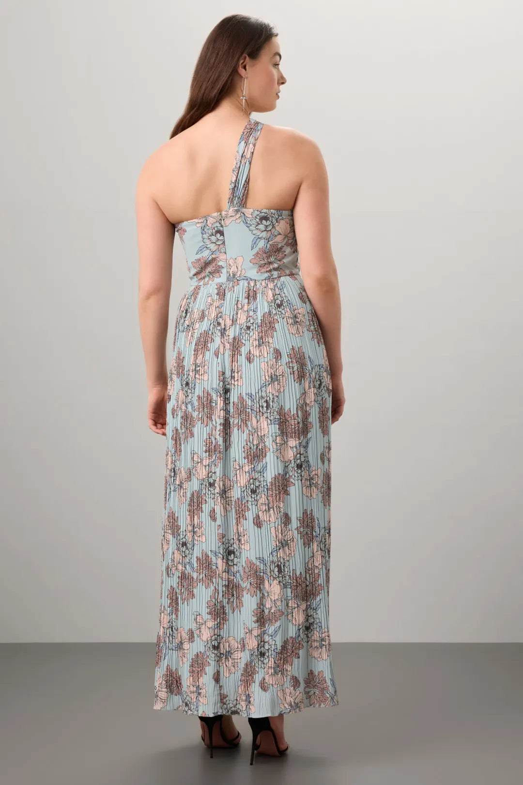 Blue A-Line One-Shoulder Sleeveless Pleated Floor-Length Prom Dress - Chloe Dress