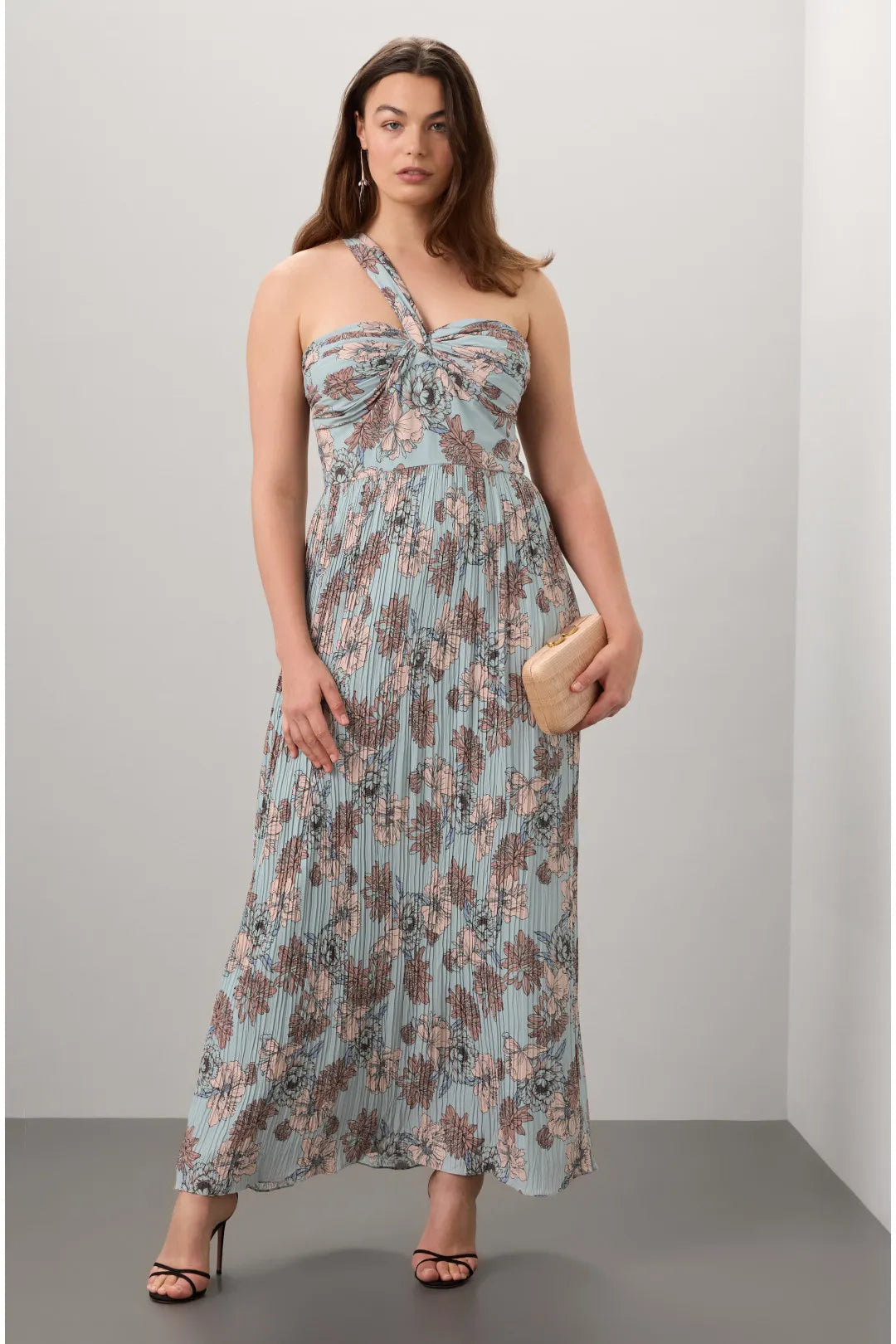 Blue A-Line One-Shoulder Sleeveless Pleated Floor-Length Prom Dress - Chloe Dress
