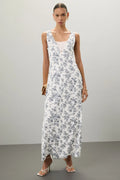 Blue A-Line V-Neck Lace Sleeveless Floor-Length Prom Dress - Chloe Dress